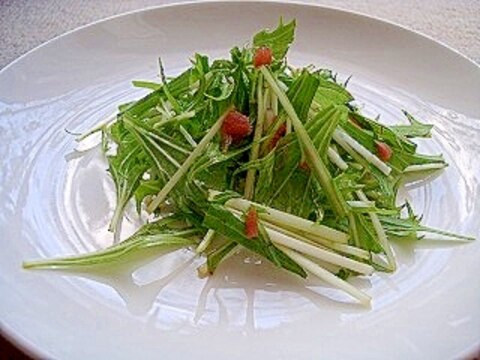 亜麻仁油入り♡水菜と小梅のサラダ